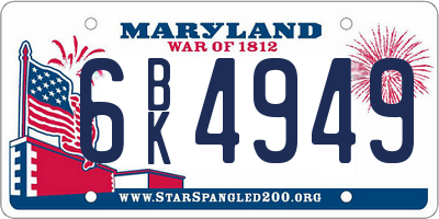MD license plate 6BK4949