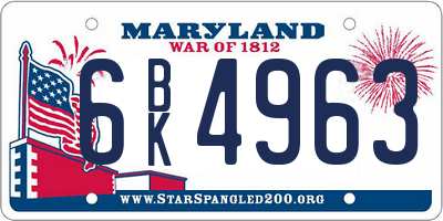 MD license plate 6BK4963