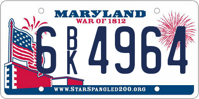 MD license plate 6BK4964