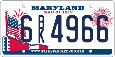 MD license plate 6BK4966