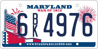 MD license plate 6BK4976
