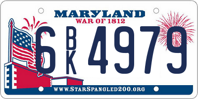 MD license plate 6BK4979