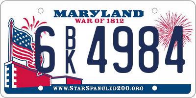 MD license plate 6BK4984