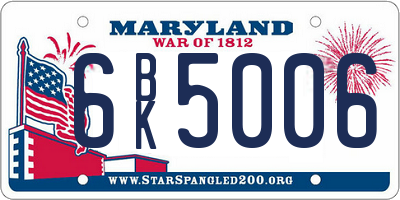 MD license plate 6BK5006