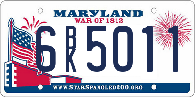 MD license plate 6BK5011