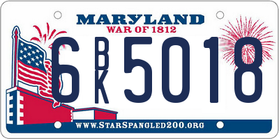MD license plate 6BK5018