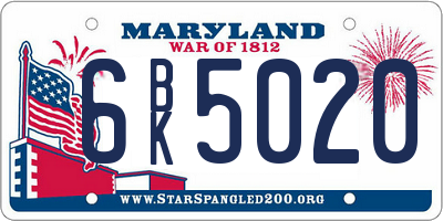MD license plate 6BK5020