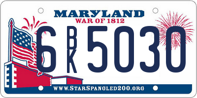 MD license plate 6BK5030