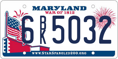 MD license plate 6BK5032