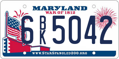 MD license plate 6BK5042