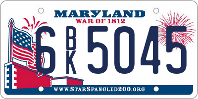 MD license plate 6BK5045