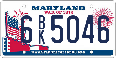 MD license plate 6BK5046