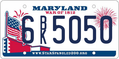 MD license plate 6BK5050