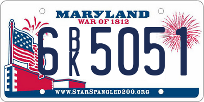 MD license plate 6BK5051