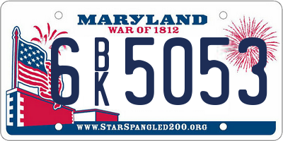 MD license plate 6BK5053