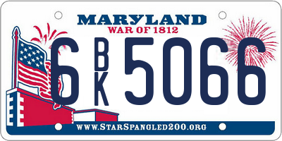 MD license plate 6BK5066