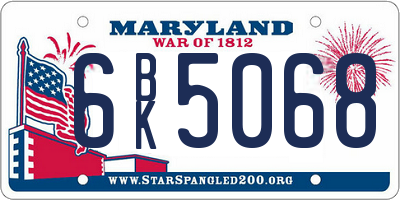 MD license plate 6BK5068