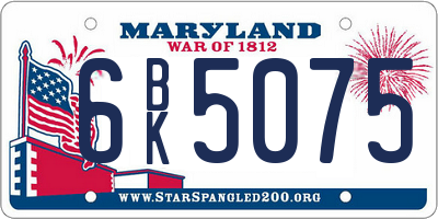 MD license plate 6BK5075