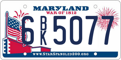 MD license plate 6BK5077
