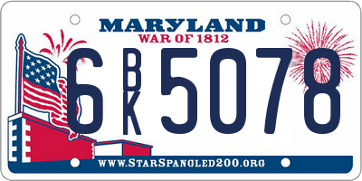 MD license plate 6BK5078