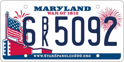 MD license plate 6BK5092