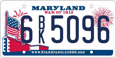 MD license plate 6BK5096