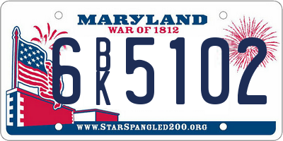 MD license plate 6BK5102