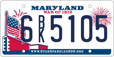 MD license plate 6BK5105