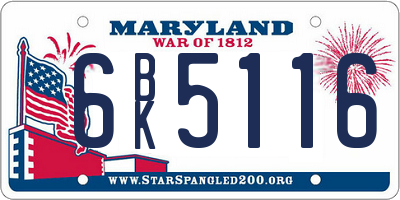 MD license plate 6BK5116