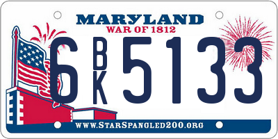 MD license plate 6BK5133
