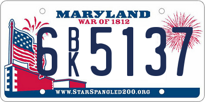 MD license plate 6BK5137