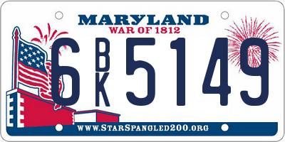 MD license plate 6BK5149
