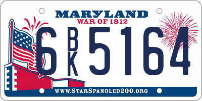MD license plate 6BK5164