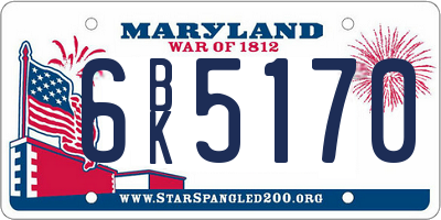 MD license plate 6BK5170