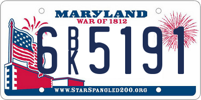 MD license plate 6BK5191