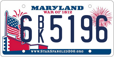 MD license plate 6BK5196
