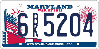MD license plate 6BK5204
