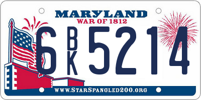 MD license plate 6BK5214