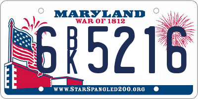 MD license plate 6BK5216