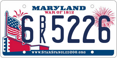 MD license plate 6BK5226