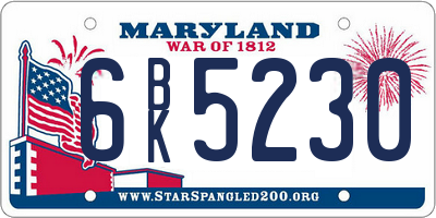 MD license plate 6BK5230
