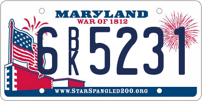 MD license plate 6BK5231