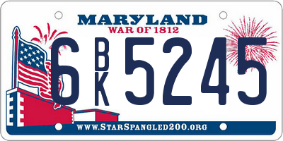 MD license plate 6BK5245
