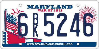 MD license plate 6BK5246