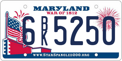 MD license plate 6BK5250