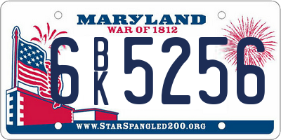 MD license plate 6BK5256