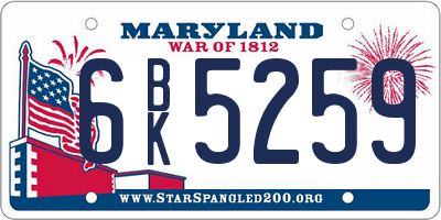 MD license plate 6BK5259