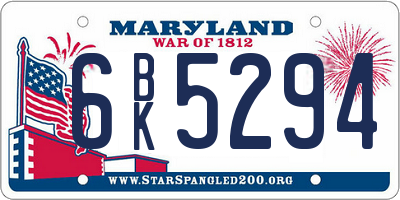 MD license plate 6BK5294