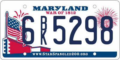 MD license plate 6BK5298