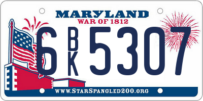 MD license plate 6BK5307